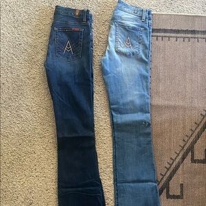 7 For All Mankind Dark and Light Blue Boot Cut Jeans
••• 2 PAIRS ••• Sz 26